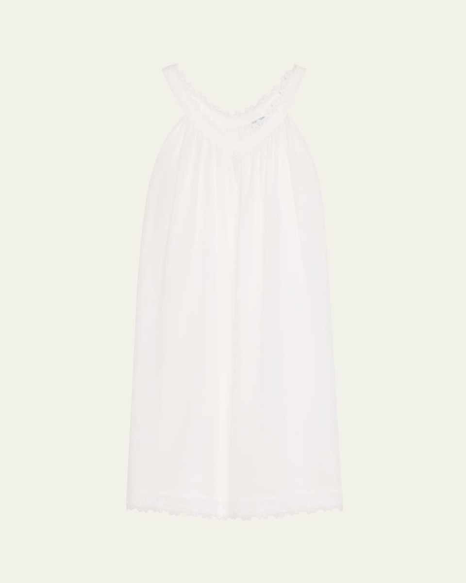 Conny 1 Ruched Lace-Trim Cotton Nightgown